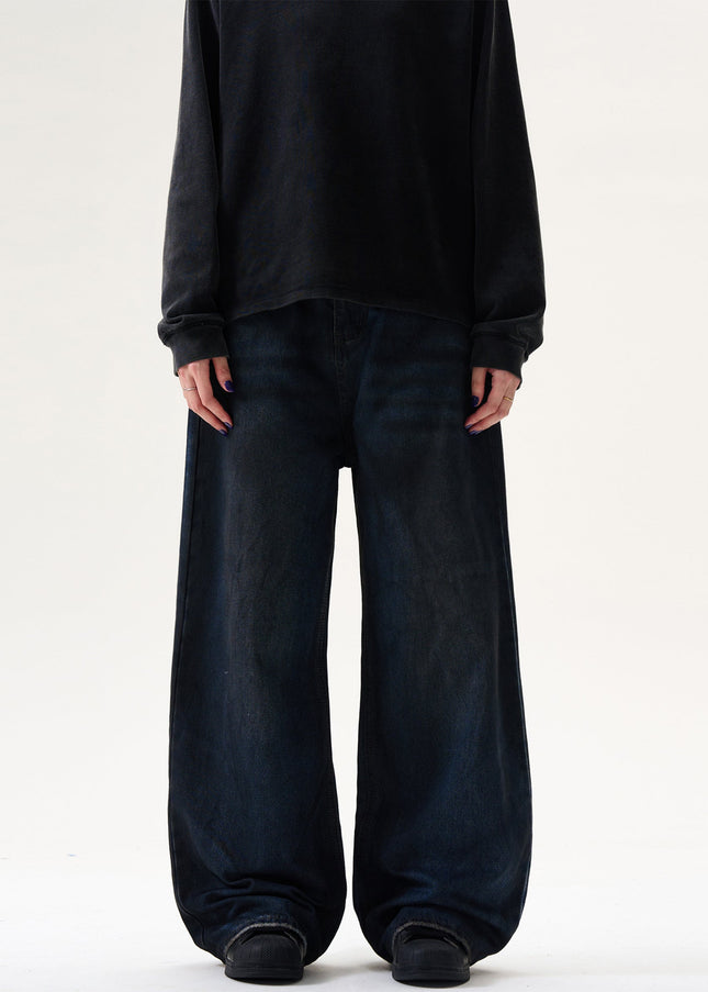 Blue Loose Fit High Street Dirty Jeans for Men and Women - Men’s Jeans