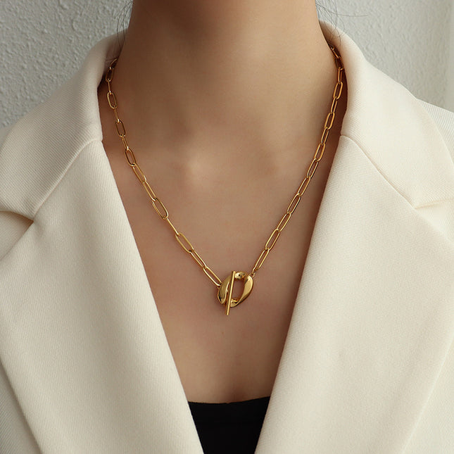 Marka Authorized Titanium Steel Haute Couture Color Retention Necklace OT Clasp Queen Double Clavicle Necklace P1028 Elegant