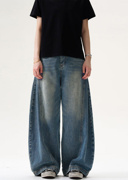 Vintage Washed Pleated Baggy Wide Leg Jeans for Men and Women - Men’s Jeans