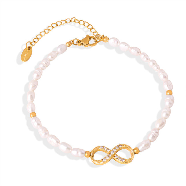 European and American new cross-border high-end light luxury fashion copper pendant with diamonds, freshwater pearl bracelet jewelry women