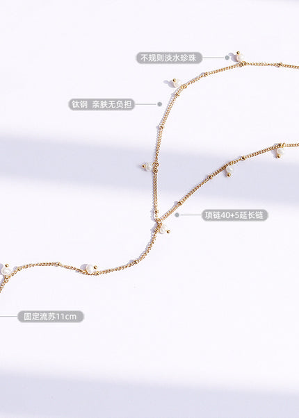 European and American ins cold style fashion Y-word tassel long letter necklace clavicle chain titanium steel plated 18k real gold jewelry