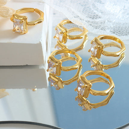 French temperament design, personality fashion, royal accessories, copper inlaid zircon open rings, hand ornament tail rings