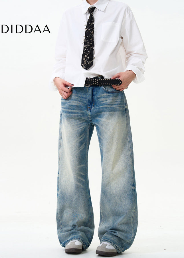 Blue Loose Fit Casual Straight Jeans for Men and Women - Men’s Jeans