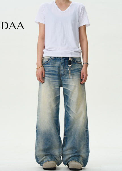 Blue Distressed Loose Fit Jeans for Men and Women - S / Mid Blue - Men’s Jeans
