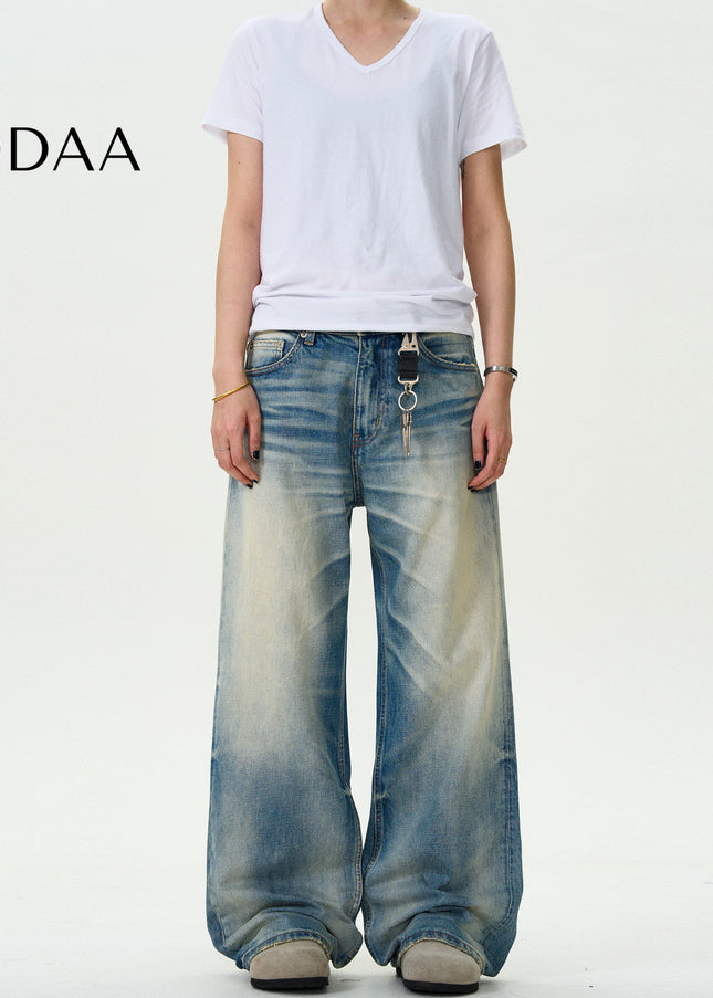 Blue Distressed Loose Fit Jeans for Men and Women - S / Mid Blue - Men’s Jeans