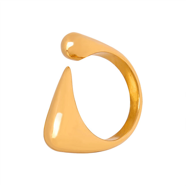 European and American new niche design, simple personality, sense of luxury, irregular geometric titanium steel gold-plated open ring jewelry