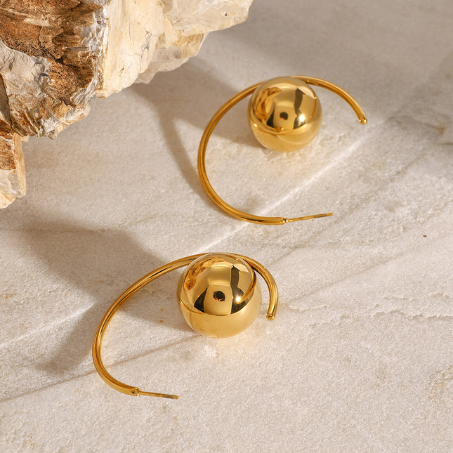 Jieding European and American stainless steel simple C-shaped earrings high-end versatile earrings 18K gold titanium steel earrings cross-border