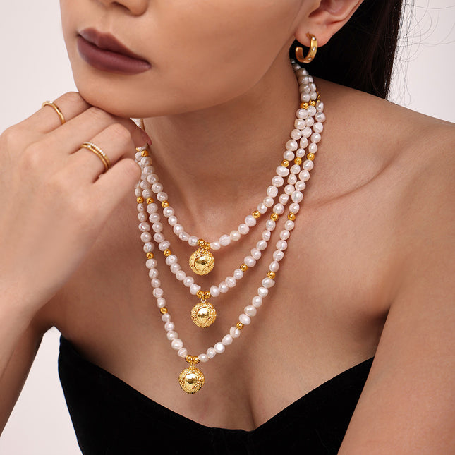 Mirili natural freshwater pearl hand-beaded clavicle necklace women's copper plated 18k gold French cross-border luxury jewelry