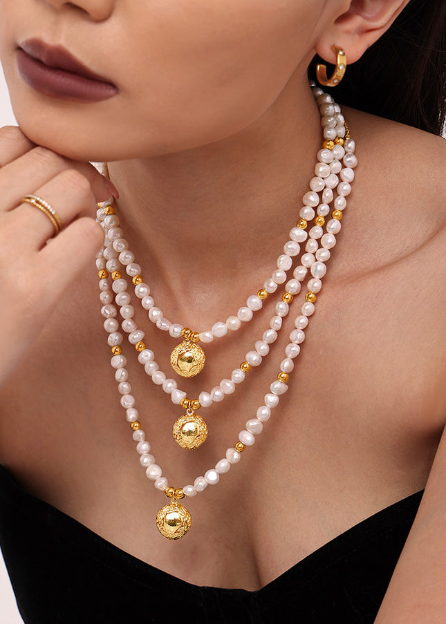 Mirili natural freshwater pearl hand-beaded clavicle necklace women's copper plated 18k gold French cross-border luxury jewelry