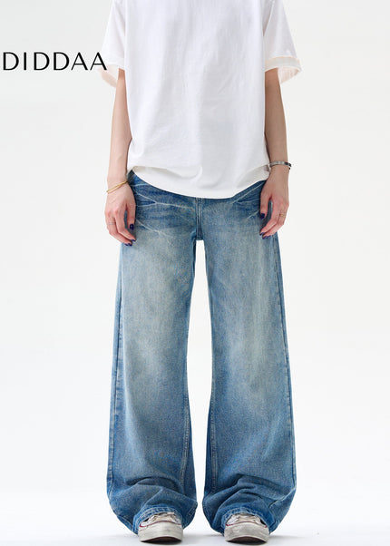 Blue Loose Fit Vintage High Street Wash Jeans - Men’s Jeans