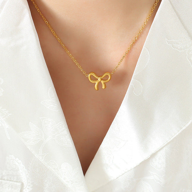 European and American ins style kawaii niche design bow pendant necklace personality fashion versatile clavicle chain jewelry
