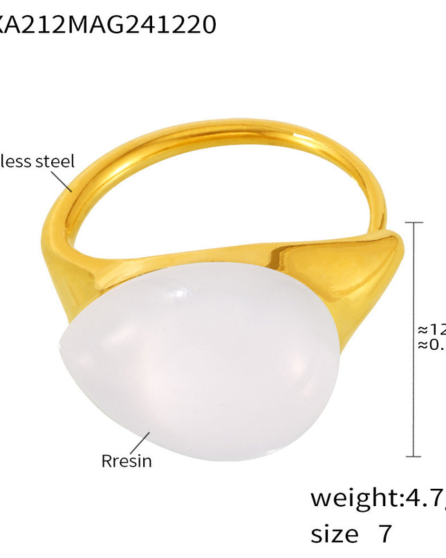 Mili high-quality multi-color droplet resin opening adjustable stainless steel rings in Europe and the United States cross-border spot supply
