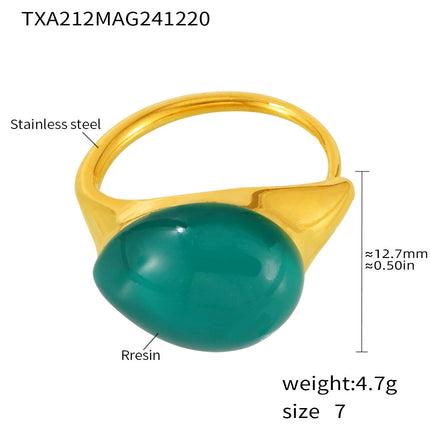 Mili high-quality multi-color droplet resin opening adjustable stainless steel rings in Europe and the United States cross-border spot supply