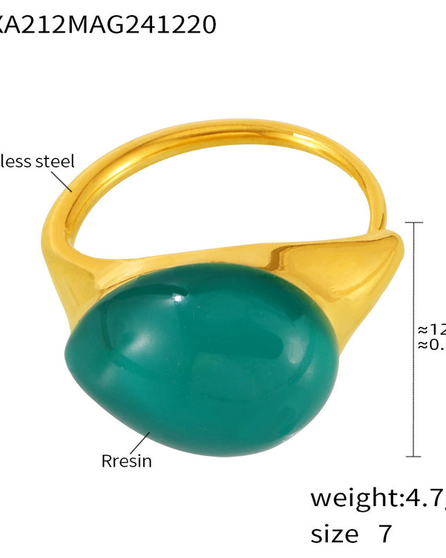 Mili high-quality multi-color droplet resin opening adjustable stainless steel rings in Europe and the United States cross-border spot supply