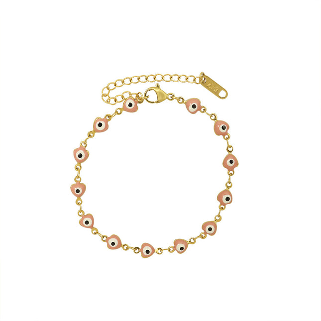 European and American bracelet dripping oil pink small fish bracelet titanium steel 18k gold hand ornament girlfriend gift E249