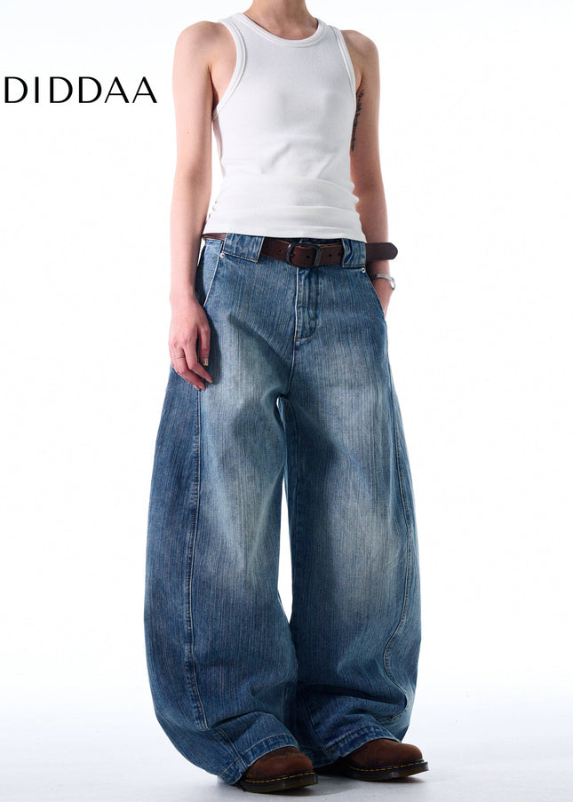 Washed Blue Distressed Baggy Cutlass Jeans Men - Men’s Jeans