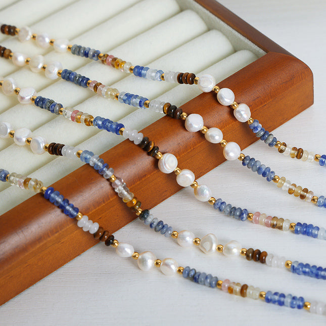New retro luxury baroque freshwater pearl natural stone abacus beads handmade beaded necklace jewelry women