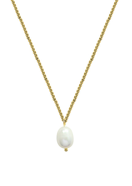 marka French niche design vintage necklace women's simple cold wind titanium steel choker freshwater pearl necklace