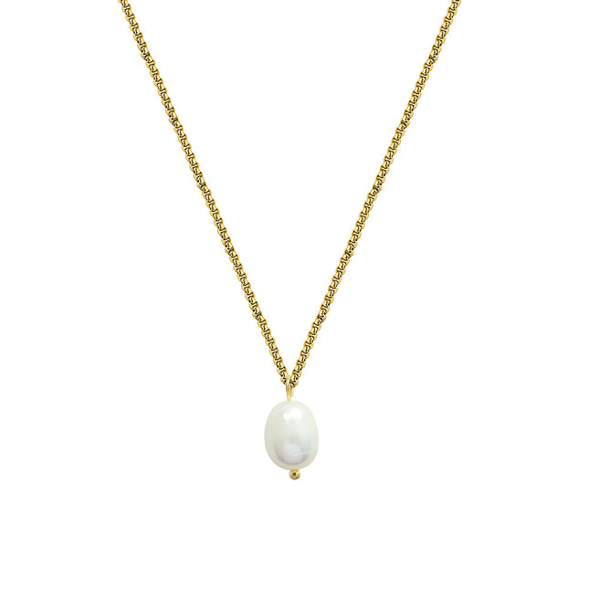 marka French niche design vintage necklace women's simple cold wind titanium steel choker freshwater pearl necklace