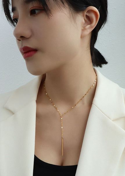 Marka: French Y-shaped necklace, short necklace with tassels, collarbone necklace, titanium steel, 18k gold, P529