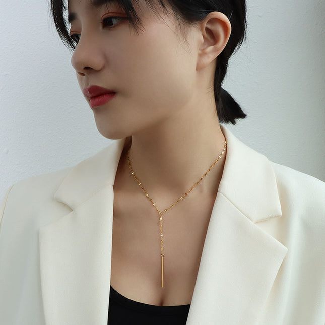 Marka: French Y-shaped necklace, short necklace with tassels, collarbone necklace, titanium steel, 18k gold, P529