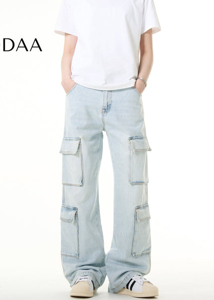 Light Blue Vintage Multi Pocket Cargo Jeans - S / Light Blue - Men’s Jeans