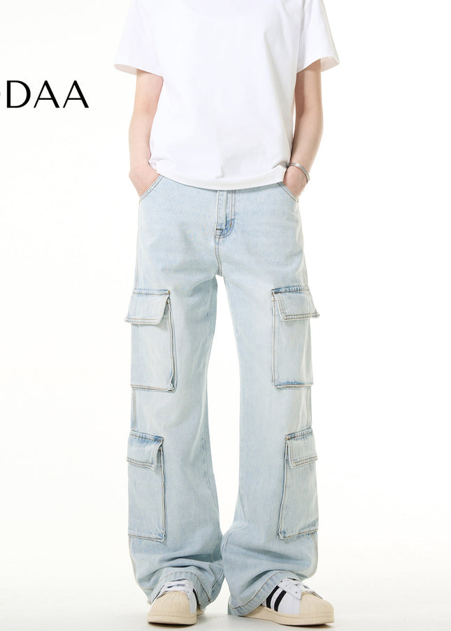 Light Blue Vintage Multi Pocket Cargo Jeans - S / Light Blue - Men’s Jeans