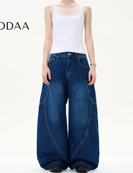 Blue Retro Baggy Wide Leg Jeans with Big Pockets - S / Dark Blue - Men’s Jeans