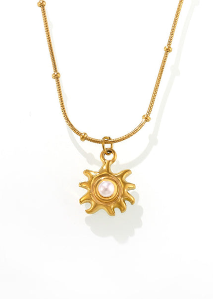Mystery Li Sunflower Shell Beads Clavicle Necklace Jewelry Stainless Steel Plated 18K Real Gold Non-fading Jewelry Spot Wholesale