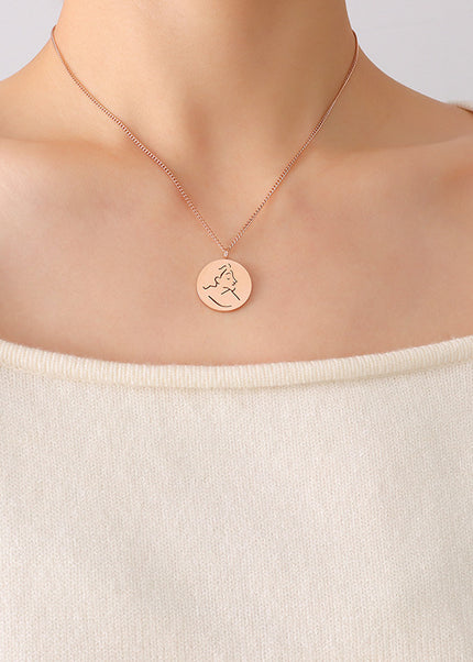 Mystery ins style autumn winter new necklace female niche design sense abstract portrait medallion pendant clavicle necklace