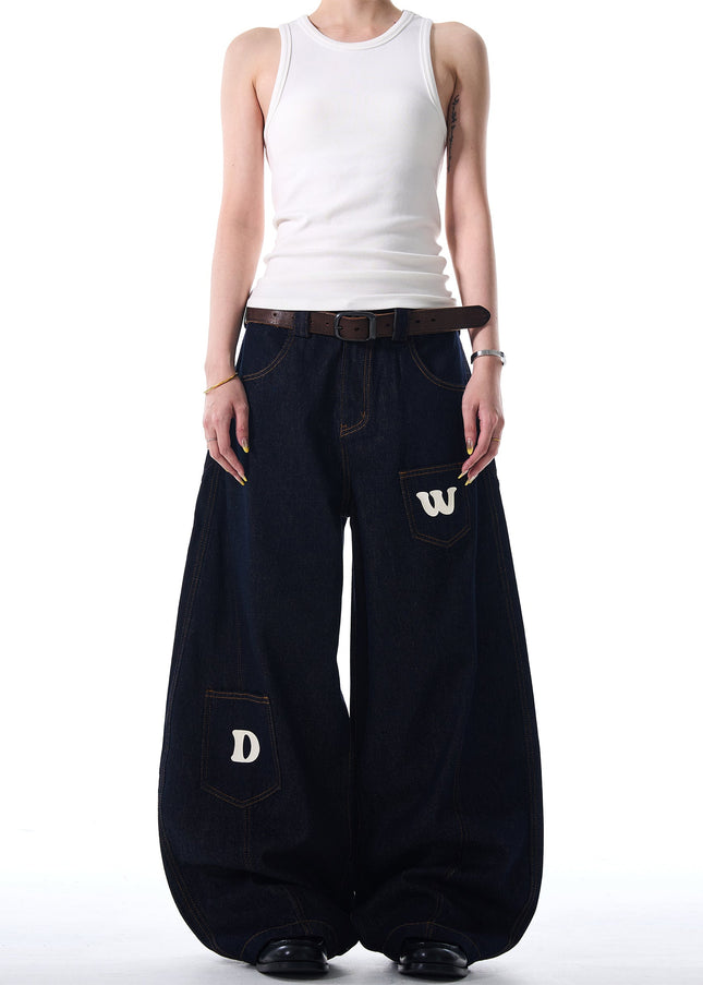Blue Loose Fit Pocket Stitched Machete Jeans - Men’s Jeans