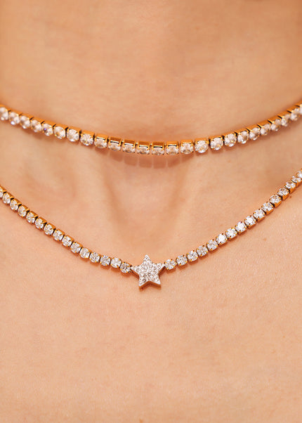 Marka: French light luxury, niche super flash zirconia necklace, necklace, titanium steel chain, plated 18k real gold, non-fading jewelry