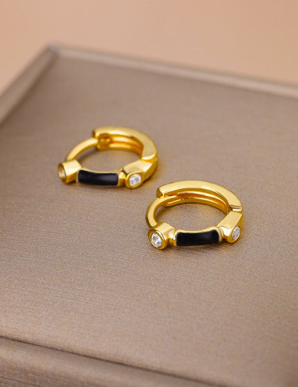 Simple Earrings | Gold Zirconia White Hoop Earrings