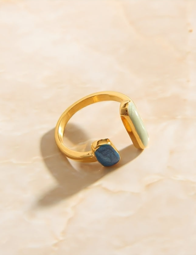 Palais Ring | Gold Green Blue Stone Fine Open Ring - 7 / Gold - Rings
