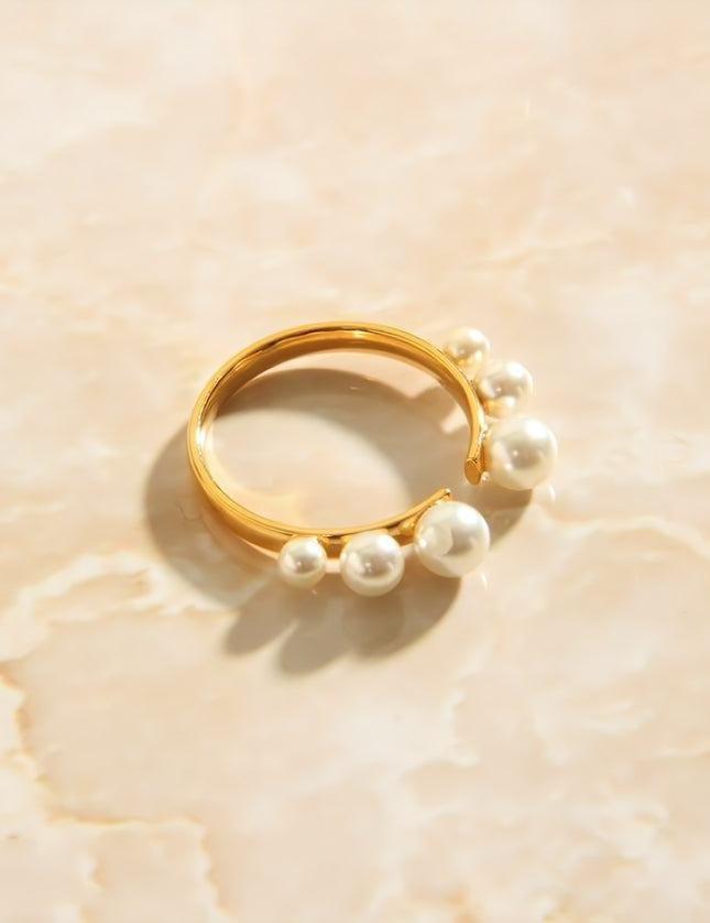 Pandore Ring | Gold Fine Pearl Stone Simple Ring - 6 / Gold - Rings