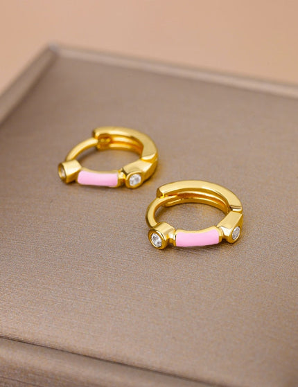 Simple Earrings | Gold Zirconia White Hoop Earrings