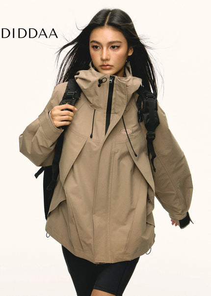 Aaisup American functional windproof waterproof outdoor hooded imitation jacket women’s autumn design sense cargo coat