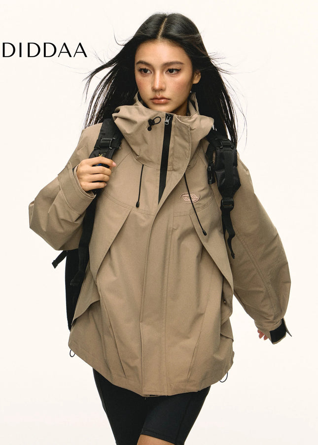 Aaisup American functional windproof waterproof outdoor hooded imitation jacket women’s autumn design sense cargo coat