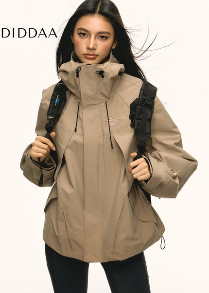 Aaisup American functional windproof waterproof outdoor hooded imitation jacket women’s autumn design sense cargo coat