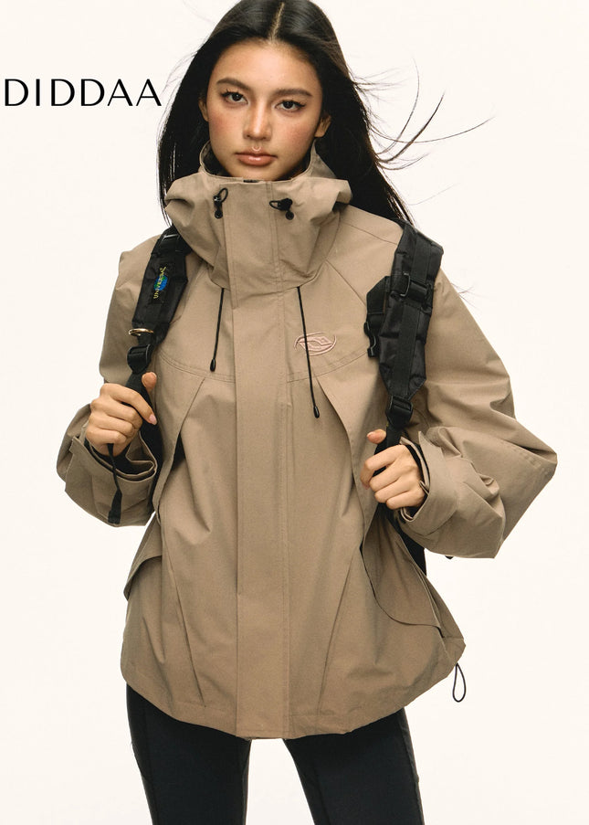 Aaisup American functional windproof waterproof outdoor hooded imitation jacket women’s autumn design sense cargo coat