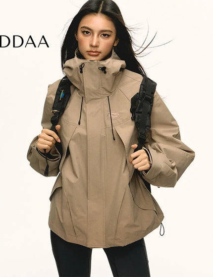 Aaisup American functional windproof waterproof outdoor hooded imitation jacket women’s autumn design sense cargo coat