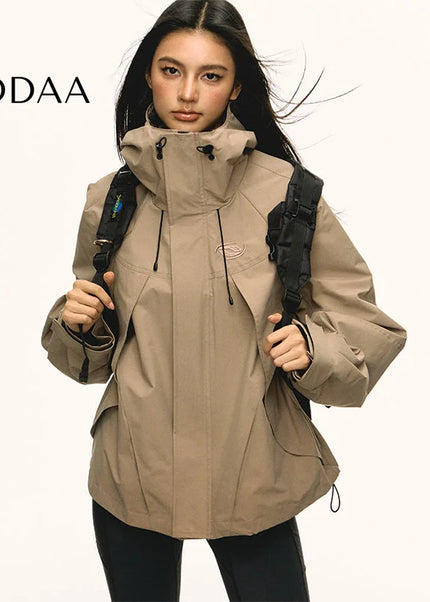 Aaisup American functional windproof waterproof outdoor hooded imitation jacket women’s autumn design sense cargo coat