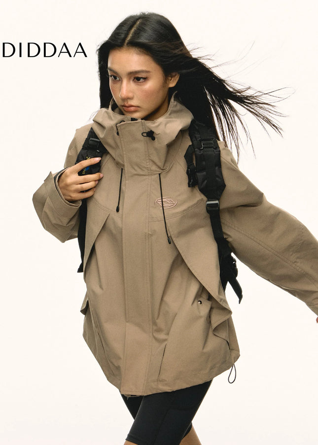 Aaisup American functional windproof waterproof outdoor hooded imitation jacket women’s autumn design sense cargo coat