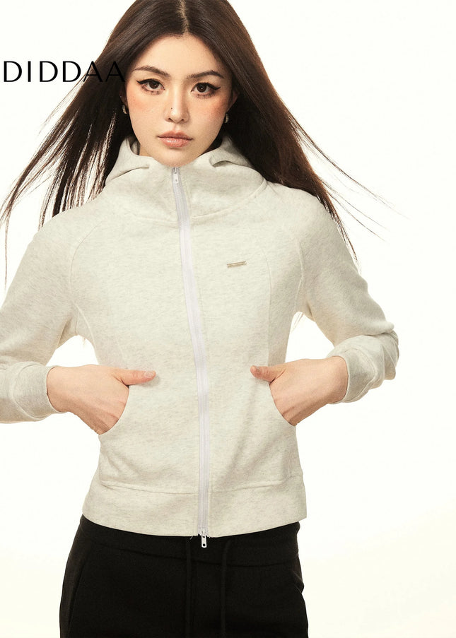 AAISUP American Simple Style Hooded Sweatshirt Women’s 2024 Spring New Design Slim Slim Athletic Cardigan - Maybe