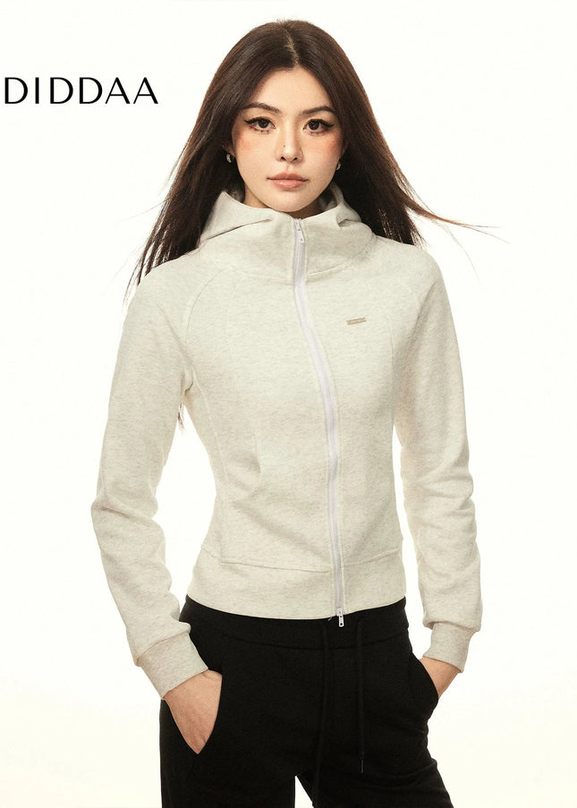 AAISUP American Simple Style Hooded Sweatshirt Women’s 2024 Spring New Design Slim Slim Athletic Cardigan - Maybe