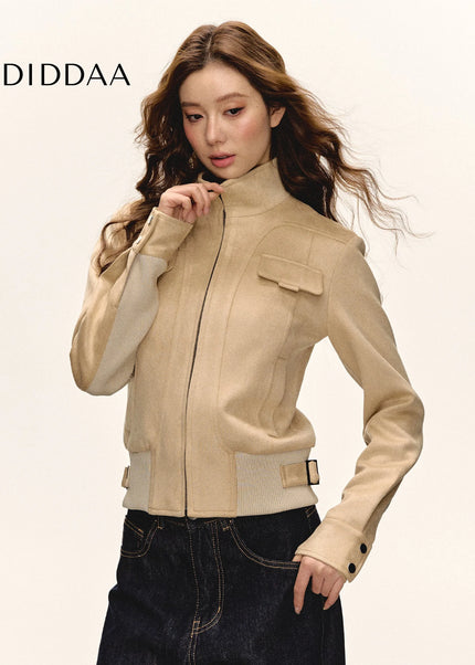 Aaisup American Vintage Suede Cropped Jacket Women’s Spring New Korean Casual Versatile Biker Jacket - Maybe