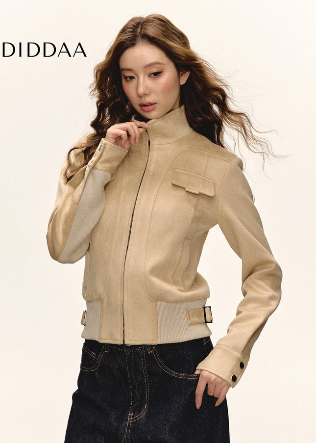 Aaisup American Vintage Suede Cropped Jacket Women’s Spring New Korean Casual Versatile Biker Jacket - Maybe