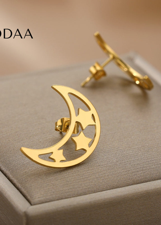Adeline Earrings | Gold Half Moon Stud Earrings - Earrings