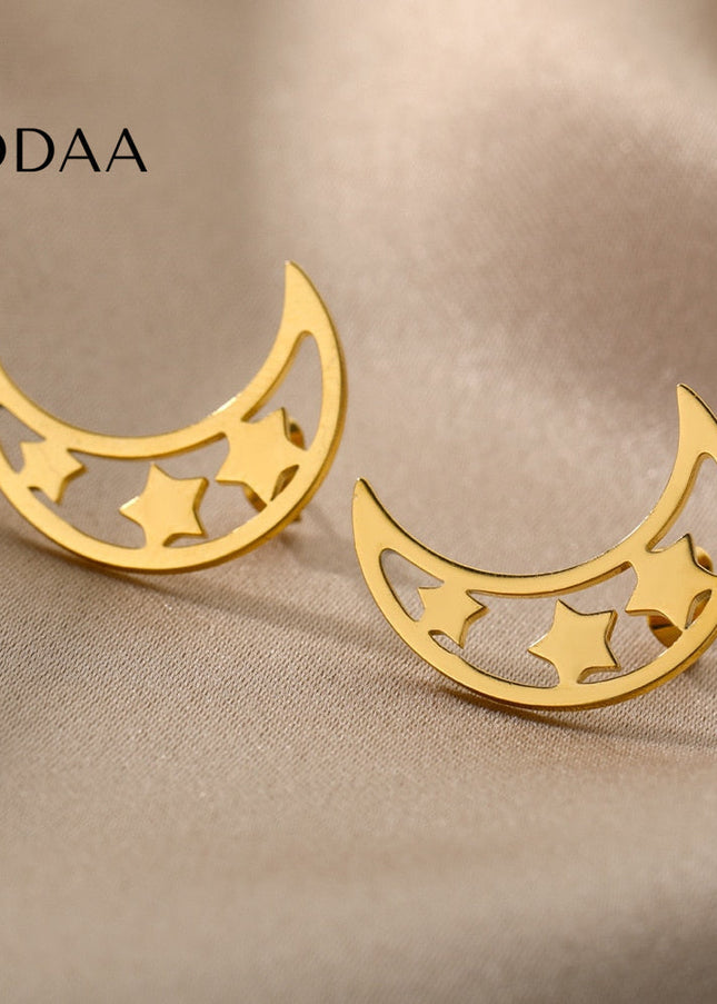Adeline Earrings | Gold Half Moon Stud Earrings - Earrings