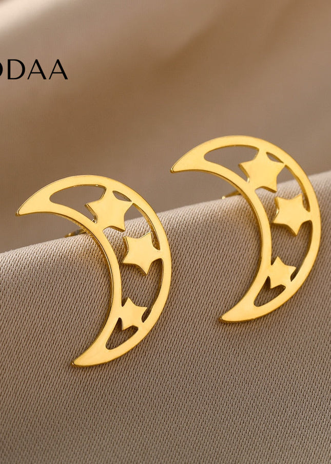 Adeline Earrings | Gold Half Moon Stud Earrings - Earrings